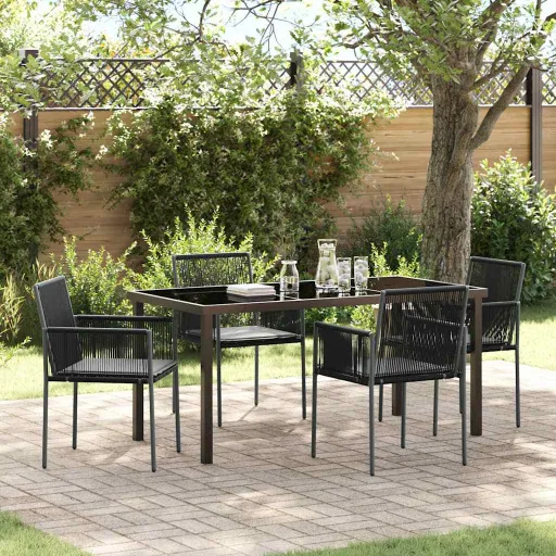 Conjunto de Jantar para Jardim   Preto Rattan de PE (5 pcs)
