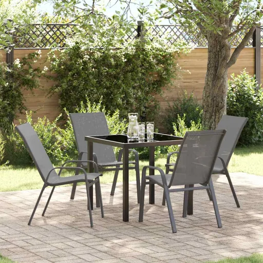 Conjunto de Jantar para Jardim   Cinzeto Textileno e Aço (5 pcs)