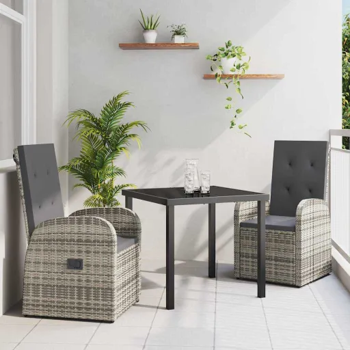 Conjunto de Jantar para Jardim   Cinzeto Vime PE (3 pcs)