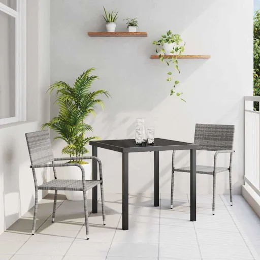 Conjunto de Jantar para Jardim   Cinzeto Vime PE (3 pcs)