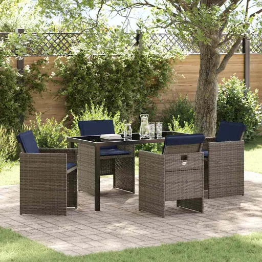 Conjunto de Jantar para Jardim   Cinzeto Vime PE (5 pcs)