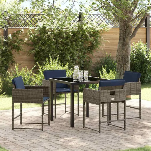 Conjunto de Jantar para Jardim   Cinzeto Vime PE (5 pcs)