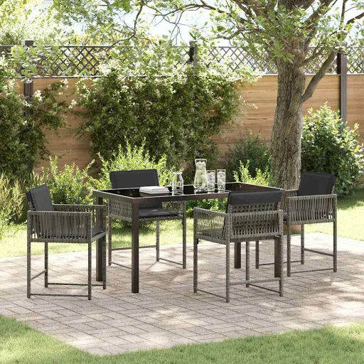Conjunto de Jantar para Jardim   Cinzeto Vime PE (5 pcs)