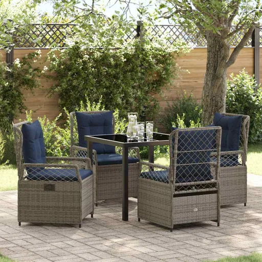 Conjunto de Jantar para Jardim   Cinzeto Vime PE (5 pcs)