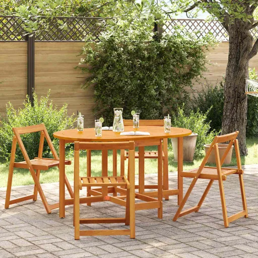 Mesa de Jardim   Castanho Madeira Sólida de Acácia (5 pcs)