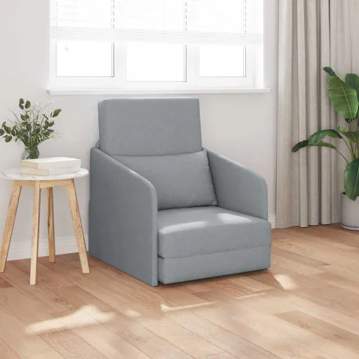 Sofá-Cama 60cm Cinzento-Claro Tecido