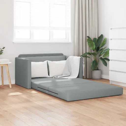 Sofá-Cama 110cm Cinzento-Claro Tecido