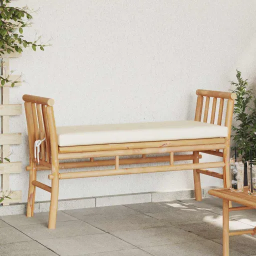Banco de Jardim com Almofada Castanho 110 x 38 x 65cm Bambu