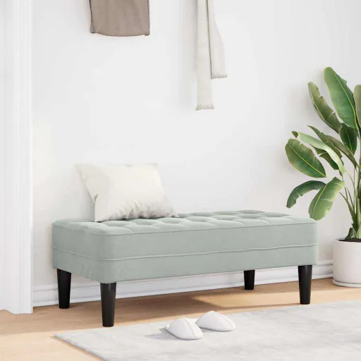 Banco com Almofada Cinzento-Claro 113 x 57 x 39 cm Veludo