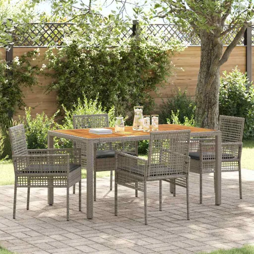 Conjunto de Jantar para Jardim   Cinzeto Rattan Sintético (5 pcs)