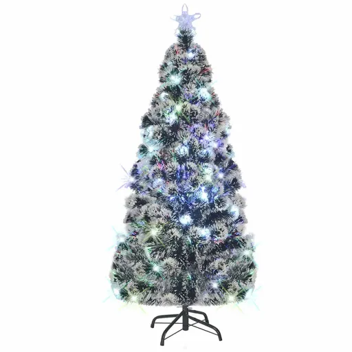 Árvore de Natal Pré-Iluminada c/ Suporte e LED 210 cm Fibra Ótica