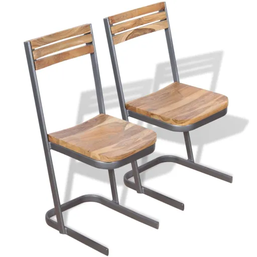 Cadeiras de Jantar   Madeira Teca Maciça (2 pcs)