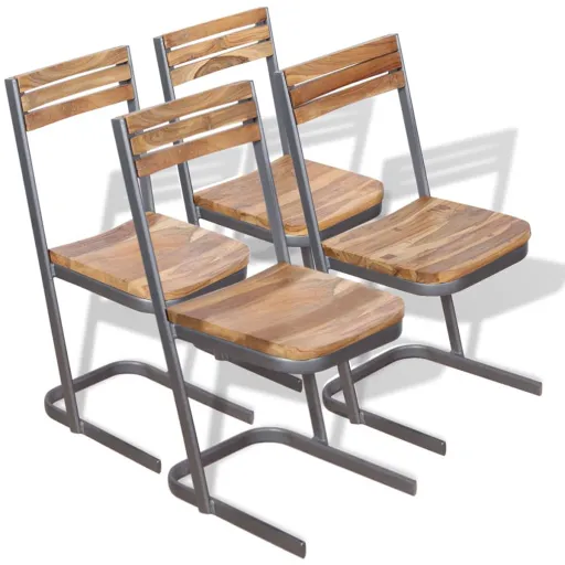 Cadeiras de Jantar   Madeira Teca Maciça (4 pcs)
