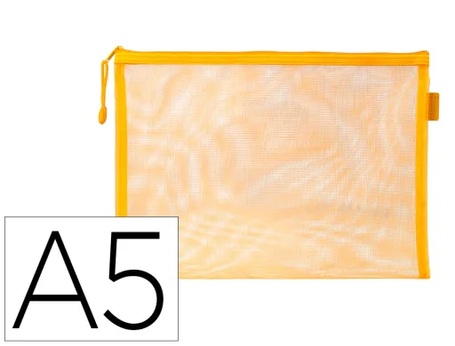 Bolsa com Fecho de Correr Liderpapel Poliester Transpiravel Multiusos Din a5 Amarelo