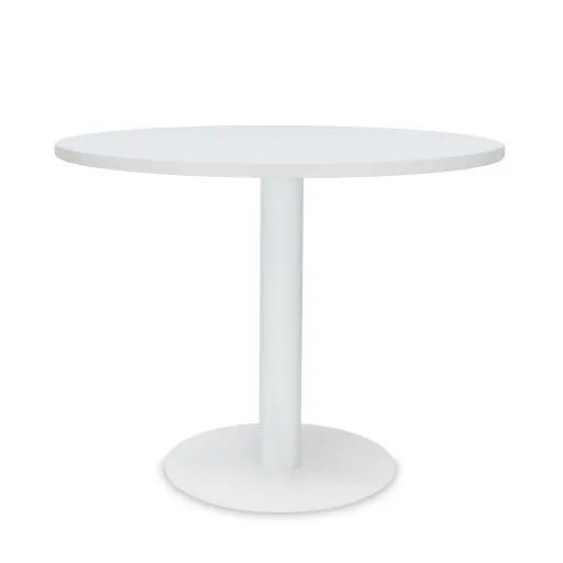 Mesa de Reunião Redonda 1000x750 mm – Tampo Branco em Melamina, Estrutura Branco