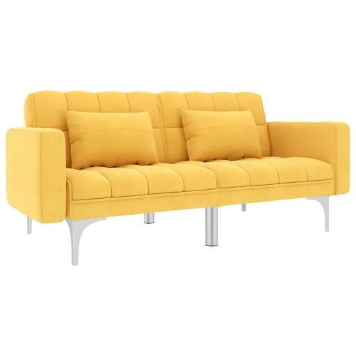 Sofá-Cama Tecido Amarelo