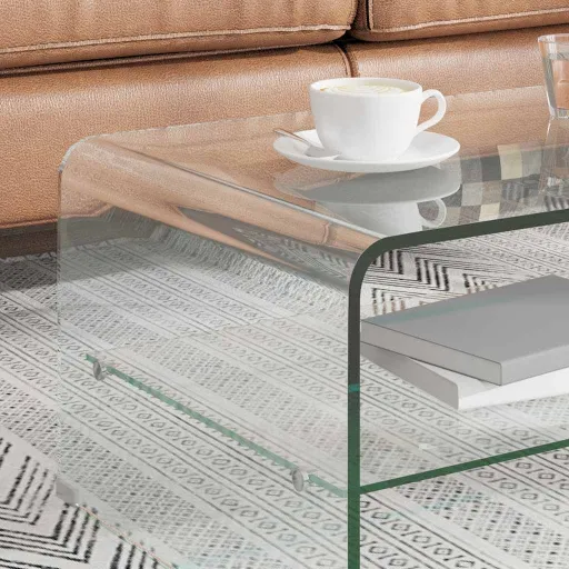 Mesa de Centro 98x45x31 cm Vidro Temperado Transparente