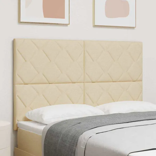 Cabeceira de Tecido Geométrico Creme 140 cm Tecido