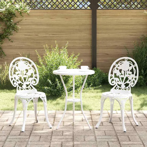Conjunto Bistro de Jardim   Branco Alumínio (3 pcs)