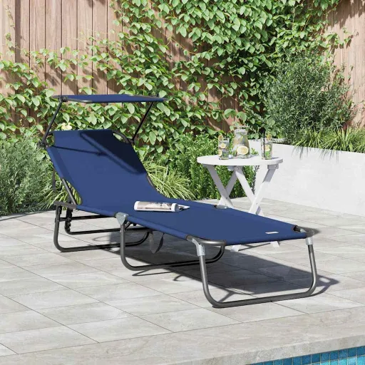 Espreguiçadeira Dobrável Azul 190 x 57 x 81 cm Oxford