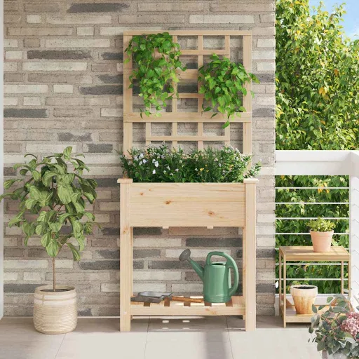 Vaso de Jardim Bege 71 x 38 x 152 cm Madeira de Fir Sólida