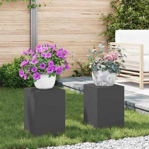 Suporte para Plantas   Preto 24 x 24 x 35 cm Aço (2 pcs)