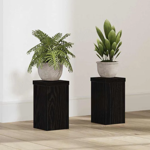Suporte para Plantas   Carvalho Preto 10 x 10 x 18 cm (2 pcs)