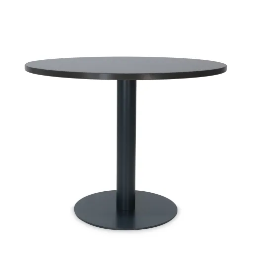 Mesa de Reunião Redonda 1000x750 mm – Tampo Preto em Melamina, Estrutura Antracite