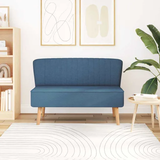 Sofá de Tecido 117x55,5x77 cm Azul