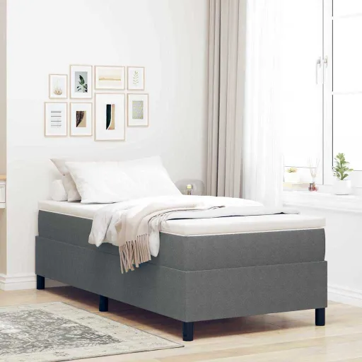 Cama Box Cinza Claro e Branco 90 x 200 cm