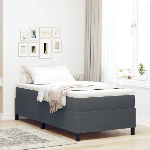Cama Box Cinza Escuro e Branco 90 x 200 cm