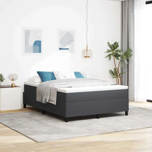 Cama Box Cinza Escuro e Branco 140 x 190 cm