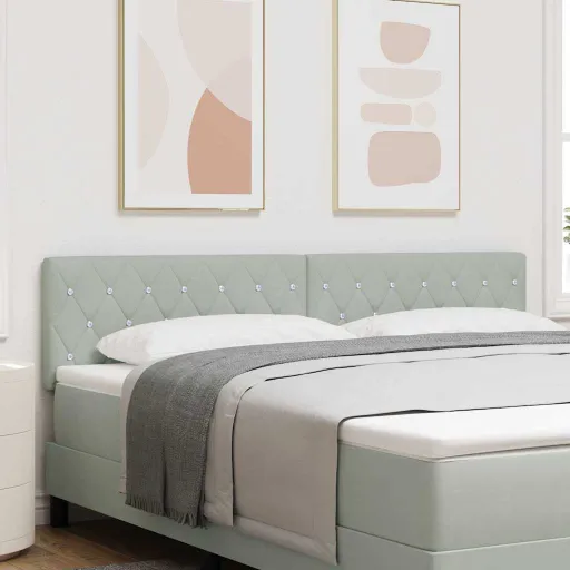 Cabeceira LED com Cabeceira Cinzento-Claro 180 cm Poliéster