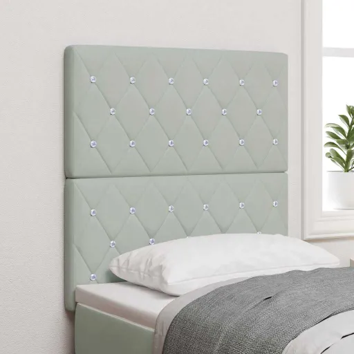 Cabeceira LED com Cabeceira Cinzento-Claro 80 cm Poliéster