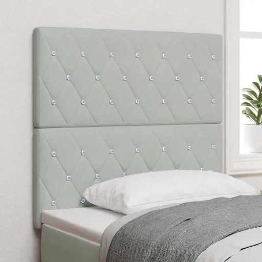 Cabeceira LED com Cabeceira Cinzento-Claro 80 cm Poliéster