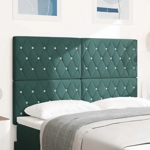 Cabeceira LED com Cabeceira Verde Escuro 160 cm Poliéster