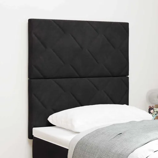 Cabeceira LED com Cabeceira Preto 80 cm Couro Sintético