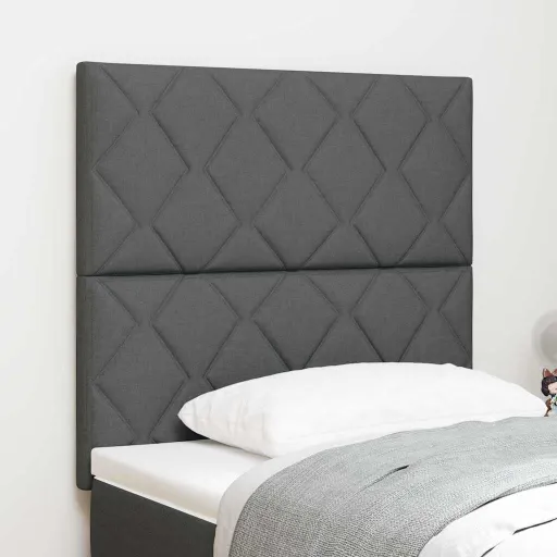 Cabeceira com Luzes de Tira LED Ajustável Cinzeto 90 cm Tecido