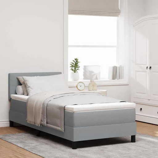 Cama Box com Colchão Cinzento-Claro 80 x 200 cm Tecido