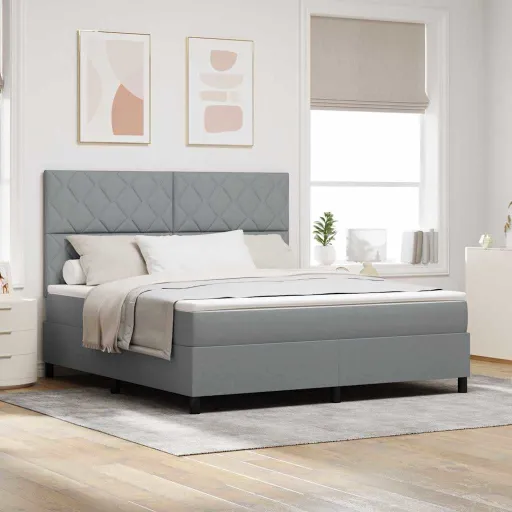 Cama Box com Colchão Cinzento-Claro 180 x 200 cm Tecido