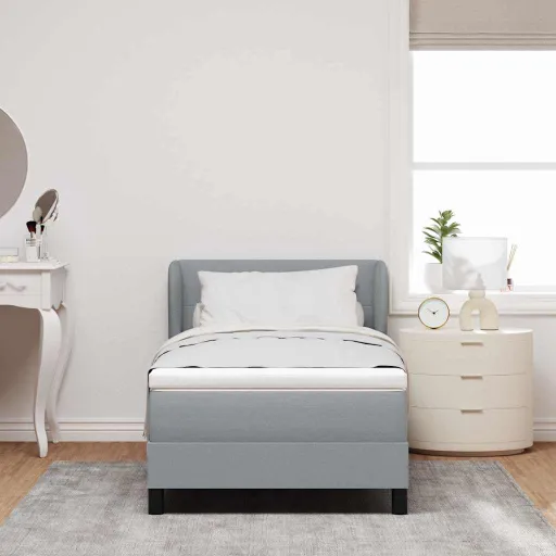 Cama Box com Colchão Cinzento-Claro 80 x 200 cm Tecido