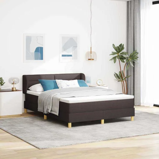 Cama Box com Colchão Creme 90x200 cm Fabrico Castanho Escuro