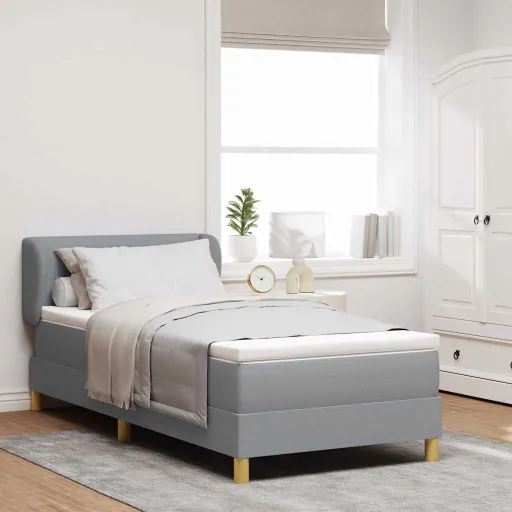 Cama Box com Colchão Cinzento-Claro 80 x 200 cm Tecido