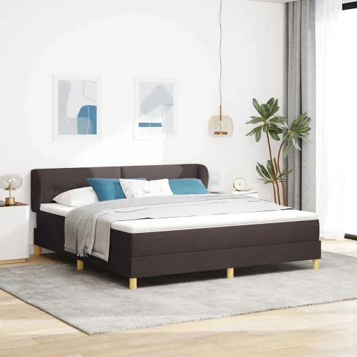 Cama Box com Colchão Creme 90x200 cm Fabrico Castanho Escuro
