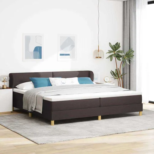 Cama Box com Colchão Creme 90x200 cm Fabrico Castanho Escuro