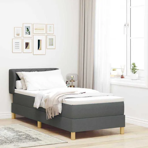 Cama Box com Colchão Cinzento Escuro 80 x 200 cm Tecido