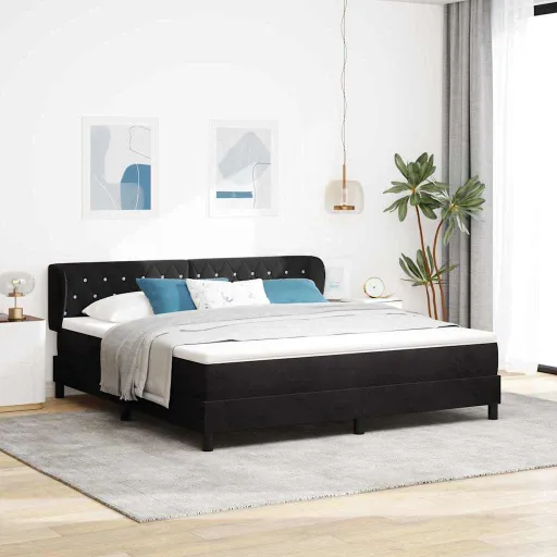 Cama Box Spring com Colchão Cinza Escuro 80x200 cm em Veludo