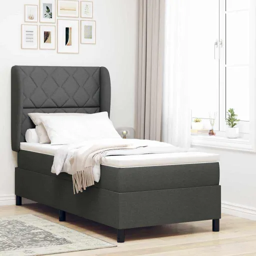 Cama Box com Colchão Cinzento Escuro 90 x 200 cm Tecido
