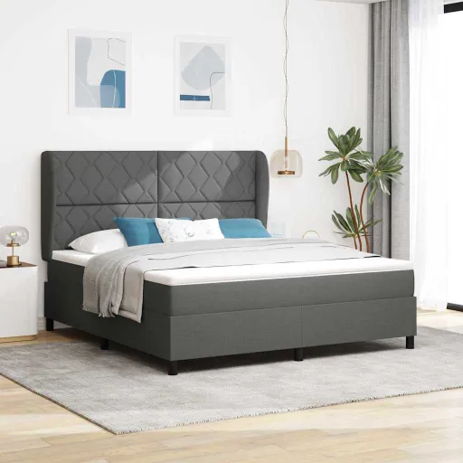 Cama Box com Colchão Cinzento Escuro 180 x 200 cm Tecido