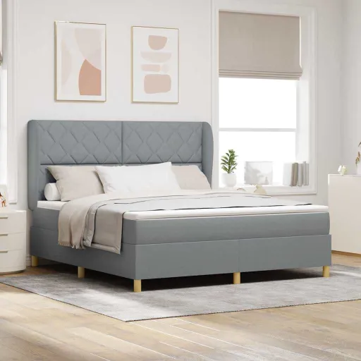 Cama Box Springs com Colchão Cinza Escuro 90x190 cm com Colchão